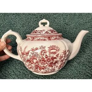Villeroy & Boch Fasan‎ Red Tea Pot Made In Germany Floral Pheasant Vintage
